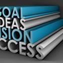 Words on a sign: Goal, Ideas, Vision, Success