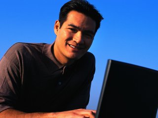 Man looking at computer